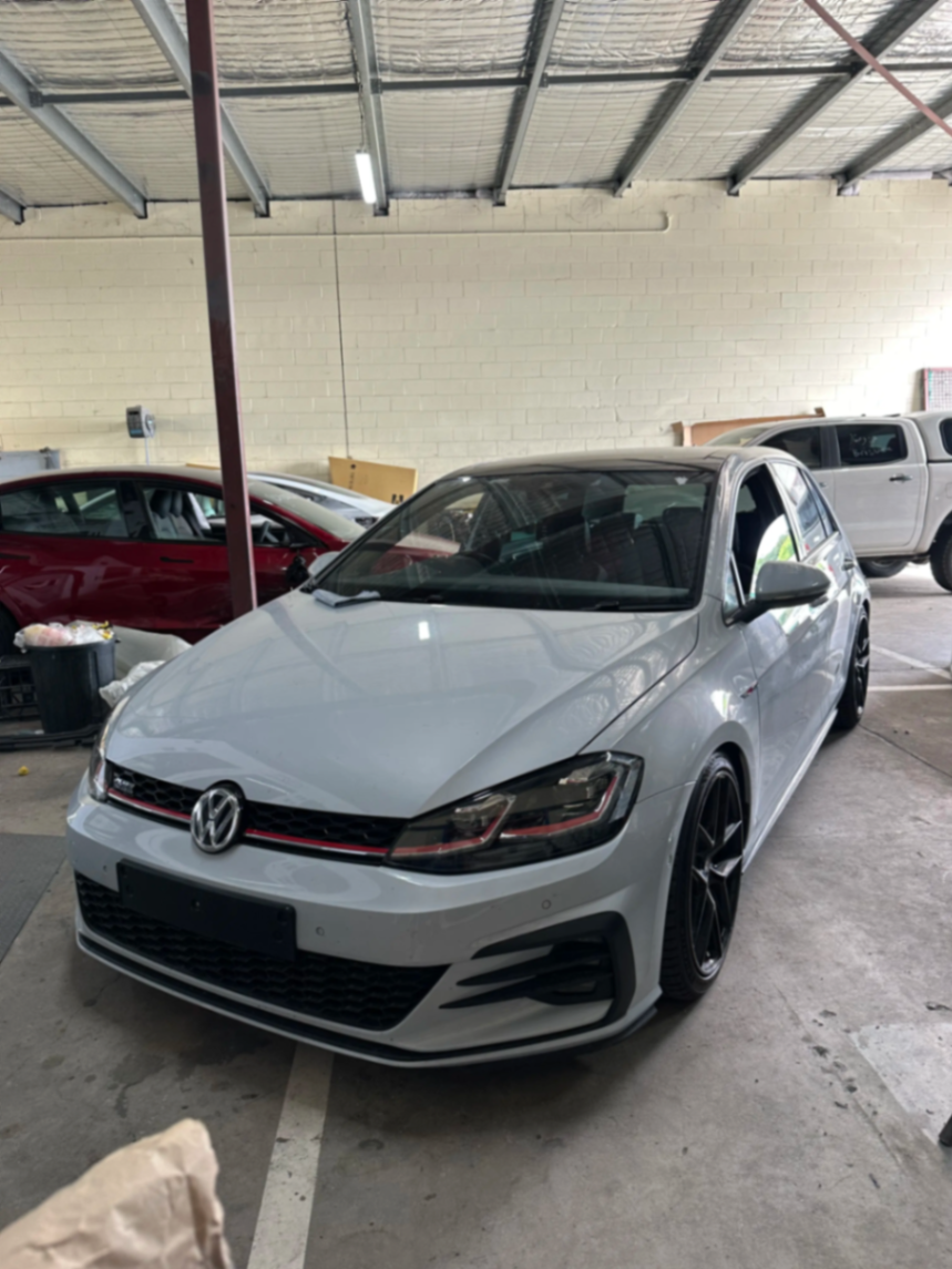 Volkswagen Golf GTI parked in the Autopro workshop